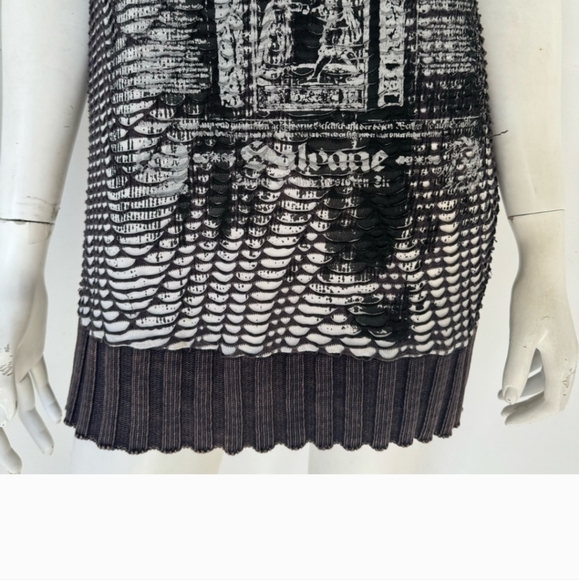 Salvage Rare "Lords Of Vengance" unique silver metallic swirl shirt/dress. L - Picture 4 of 6